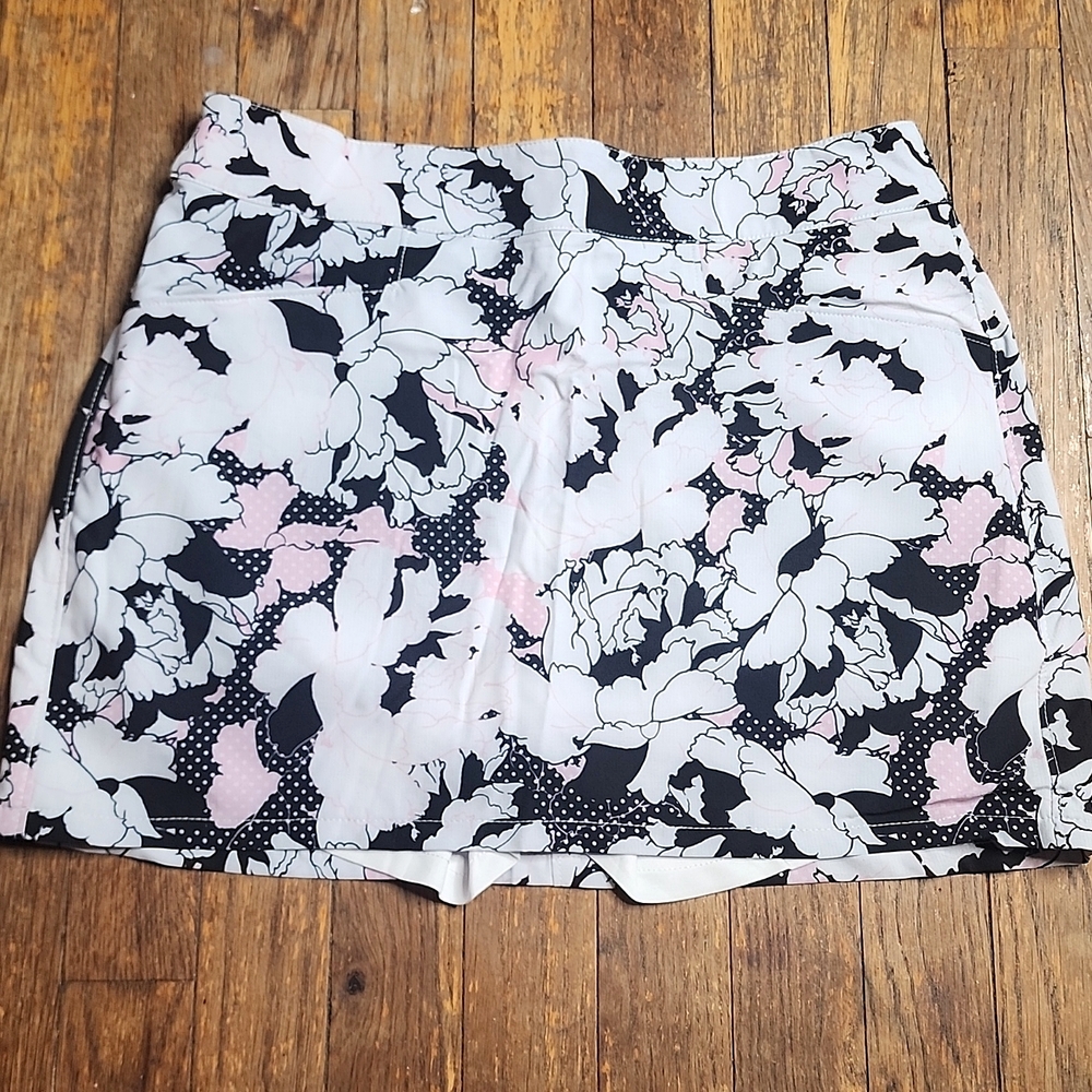NWOT White Pink Black Floral Polka Dot Golf Skort xs